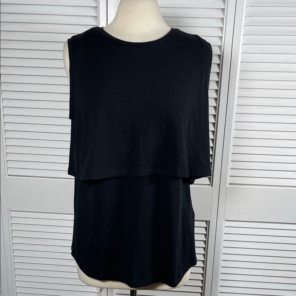 Angel Maternity Bamboo Blend Layered Top Black – Size XL